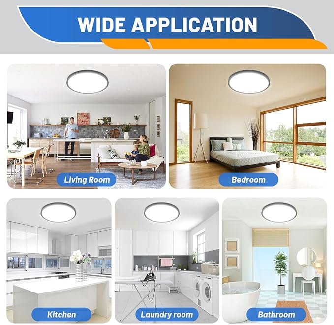 LED Flush Mount Ceiling Light Fixture, Bathroom. Dimmable Ceiling Lamp - Image 7