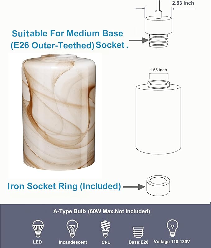 3Packs Cylinder Glass LampShade - Image 2