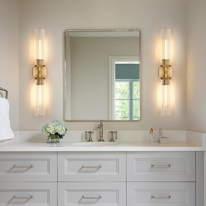 Gold Crystal Bathroom Wall Sconce Light Fixture Modern Bathroom Vanity Light - Image 4