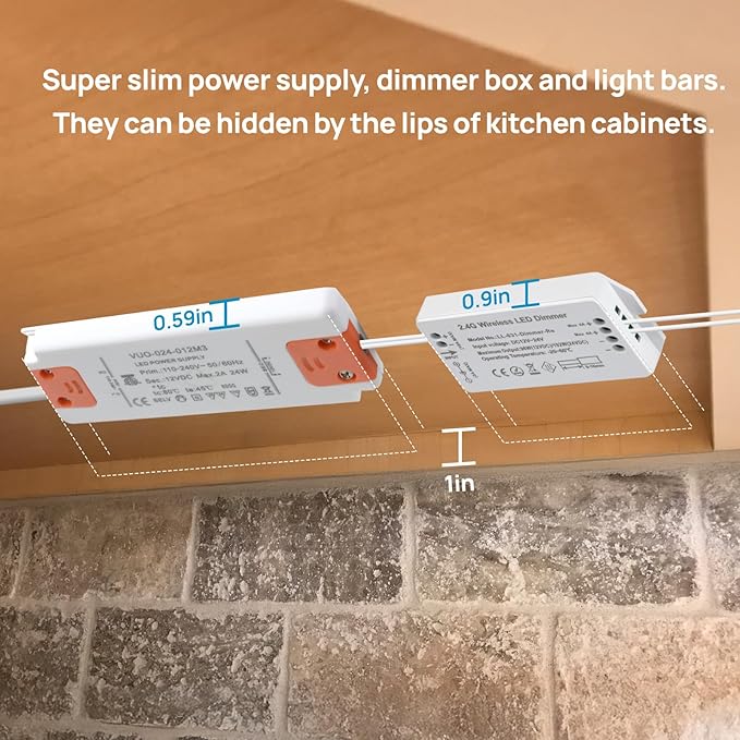 Litever Under Cabinet Lighting Kit. Slim. Super Bright. 21W. Dimmable. Remote - Image 4