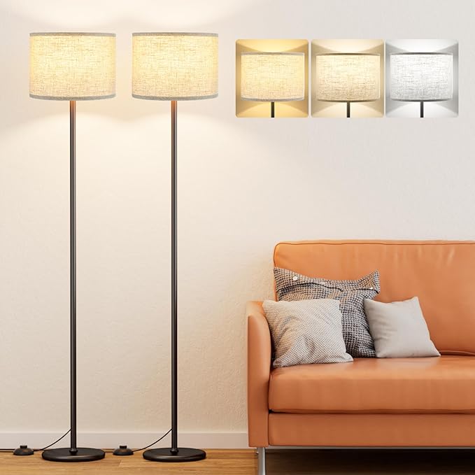 Ambimall 60'' Modern Floor Lamp Set of 2, 2PK Tall Lamps by Ambimall