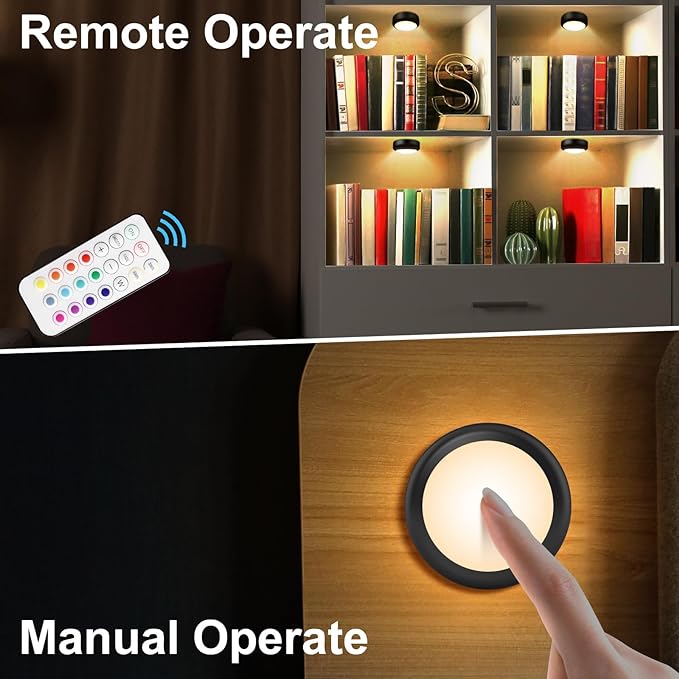 BLS LED Puck Lights with Remote Control, 13 Color Changing Under Cabinet - Image 2