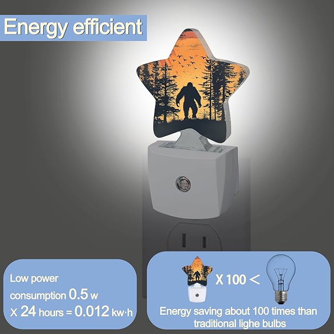 Big Foot Forest Night Light, Sunset Landscape Plug-in Star Night Lights - Image 3