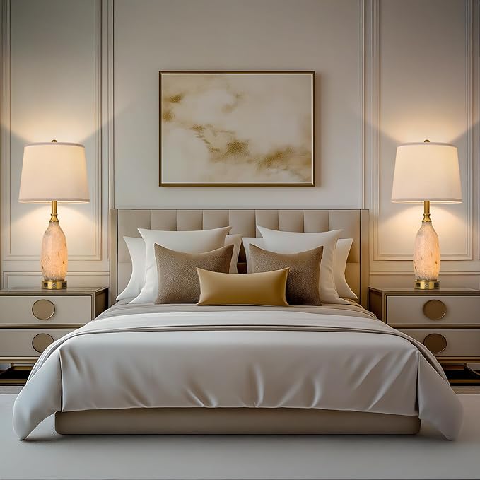 AIDENOEY 26" Modern Art Glass Table & Bedside Lamp, Stepless Dimmable Base + - Image 3