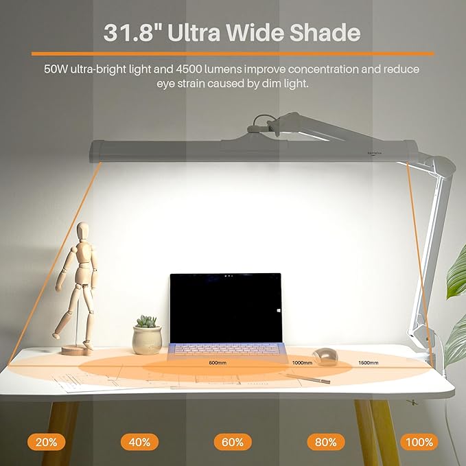 LED Architect Desk Lamp with Clamp, Metal Swing Arm 4500 Lumens Dimming Office - Image 2