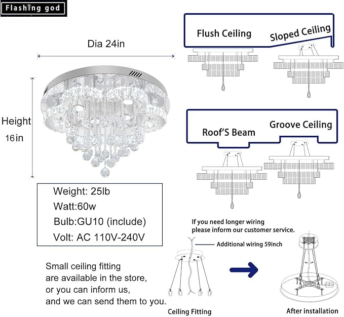 Flashing God W24inches Modern Chandelier - Image 3
