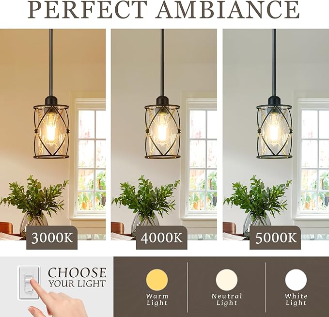 Glass Pendant Lights Kitchen Island 3 Pack, Modern Mini Hanging Light - Image 4