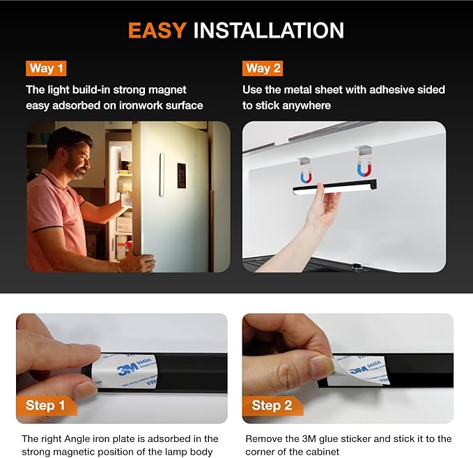Under Cabinet Lights Remote Control, 4 Pack Magnetic Rechargeable Light bar - Image 6