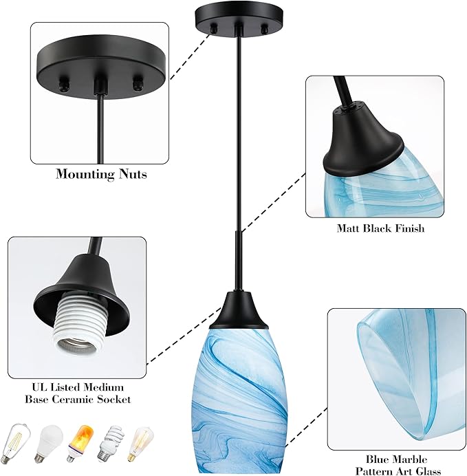 Mini Glass Pendant Light 4.72" - Image 8