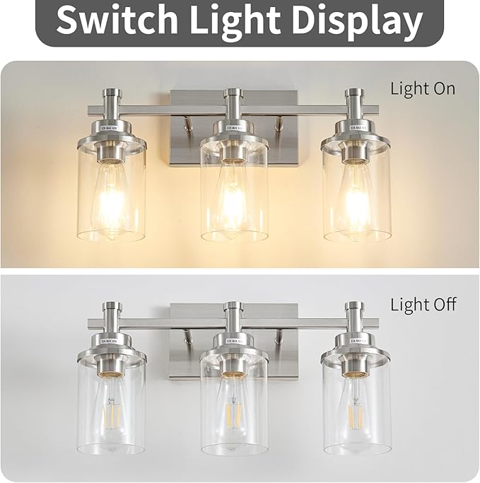 Brushed Nickel 3-Light Vanity Lights - Image 3