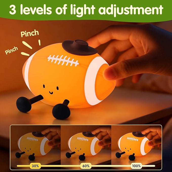 YISUN Football Night Light, Soft Silicone Nursery Night Lamp, Rechargeable - Image 3