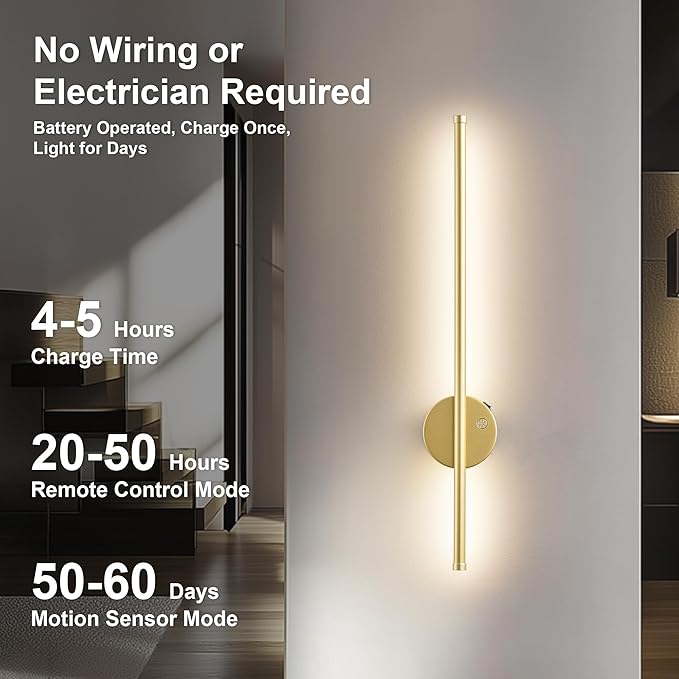 Motion Sensor Battery Operated Wall Sconce Set of Two - Image 2