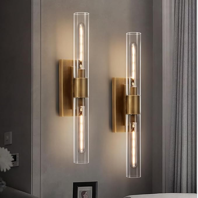 24.8" L Minimalist Style Wall Sconces Set of 2, Brass Wall Lights Fixtures - Image 7