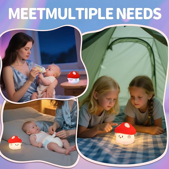 Mushroom Night Light, Color Changing & 50-Hour Battery, Squishy Lamp - Image 8