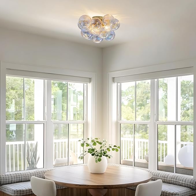 Semi Flush Mount Ceiling Light 18.5"-Glass Bubble Chandelier Lighting Modern - Image 8