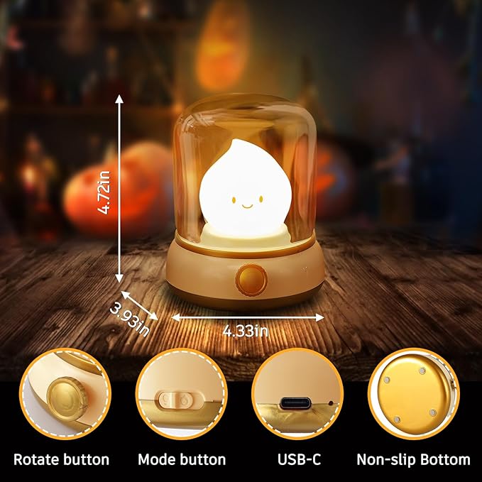 Ghost Campfire Night Light, Small Cute Desk Lamp, Dimmable Cordless Bedside - Image 6
