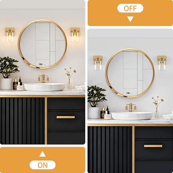 1 Light Modern Bathroom Light Fixtures Over Mirror, Brass Finish Vanity Lights - Image 7