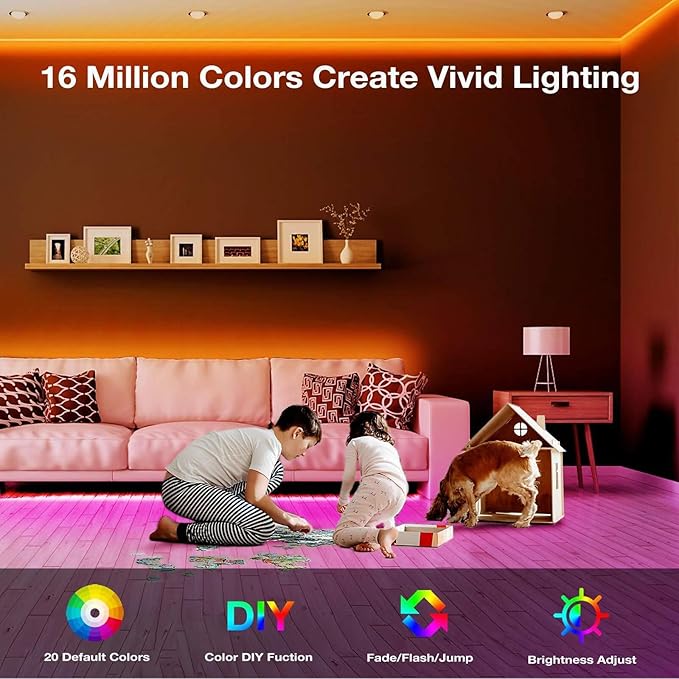 VOLIVO LED Strip Lights 50 FT, Color Changing Led Light Strips Kit - Image 4