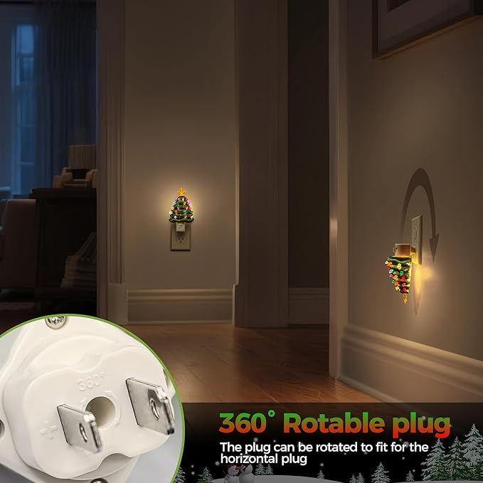 DORESshop Ceramic Christmas Tree Night Light, 3000K Night Lights Plug into Wall - Image 3