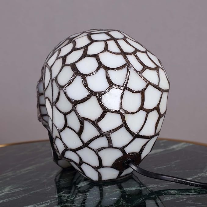 Bieye L10649 Skull Tiffany Style Stained Glass Accent Table Lamp Night Light - Image 4