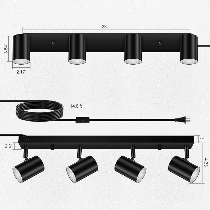 4 Light Track Lighting Kit, Industrial GU10 Wall Light - Image 6