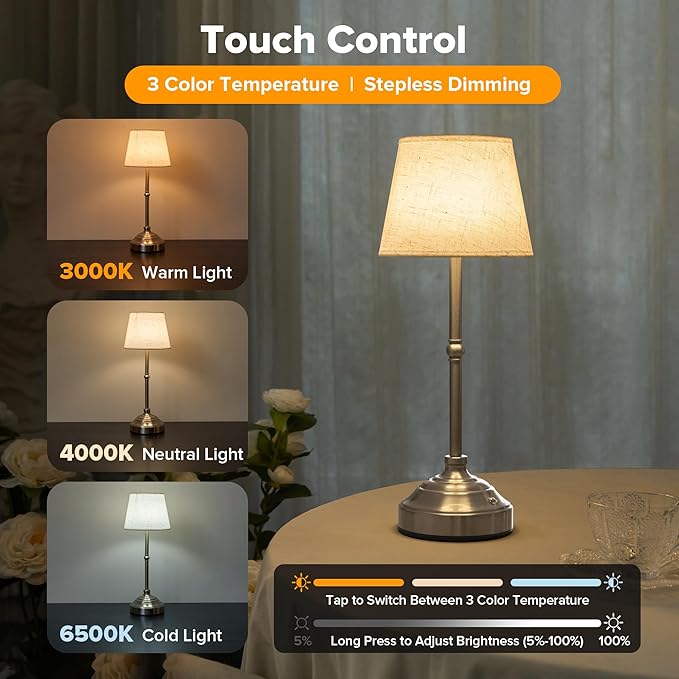 Cordless Table Lamp, Rechargeable Desk Lamp - Image 3