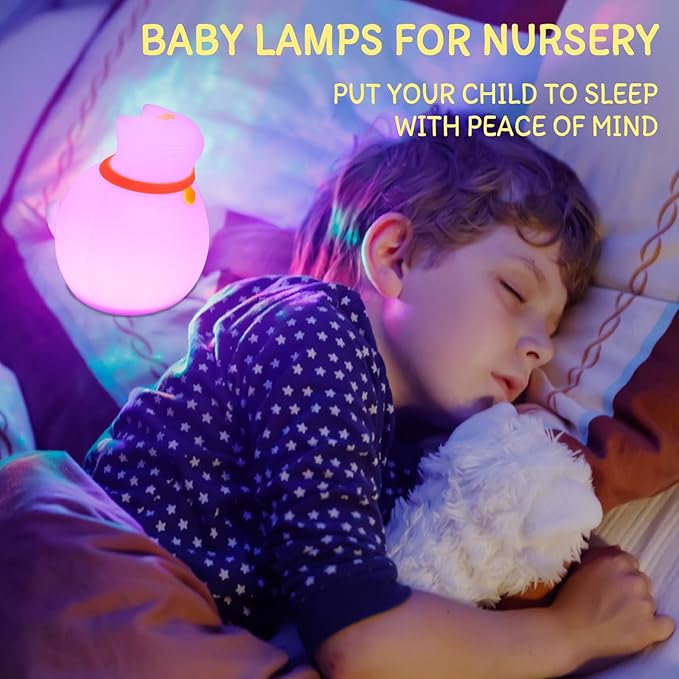 7-Color Changing Cat Night Light, Silicone Rechargeable Nursery Light - Image 2