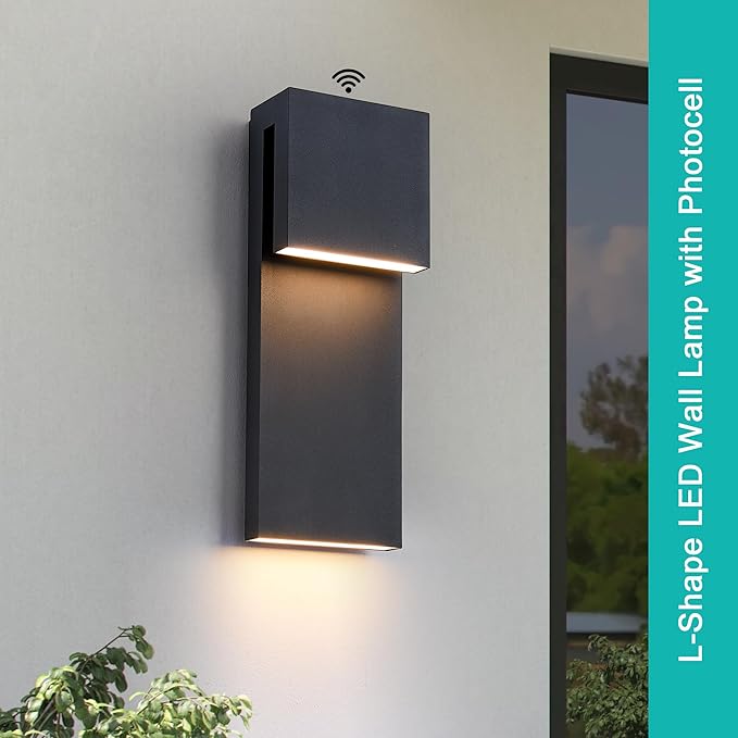 Dusk to Dawn Outdoor Lighting Fixture Wall Mount, Modern Integrated LED 2-Light - Image 2