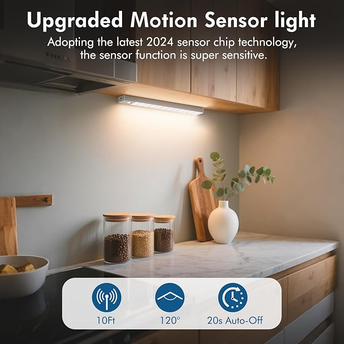 Under Cabinet Lighting 1800mAh Long Battery Life, 2 Pack Dimmable Motion Sensor - Image 2