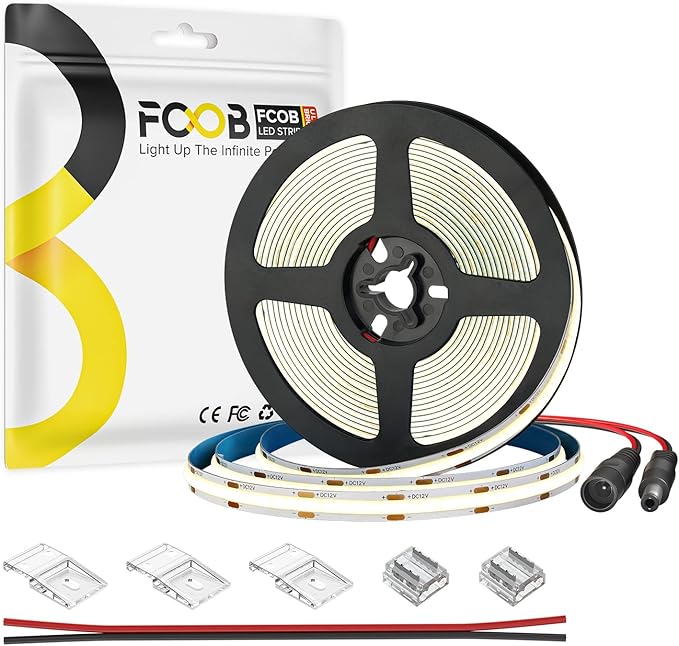 16.4FT DC12V COB LED Strip 4000K Natrual White 480LEDs Flexible High Density by FCOB