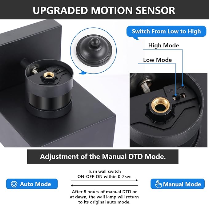 Motion Sensor Outdoor Wall Lanterns 2 Packs, Upgrade Dusk to Dawn Exterior - Image 4