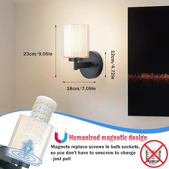 Battery Operated Wall Sconce Set of 2, Wireless Wall Sconce - Image 4