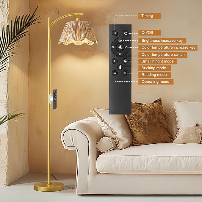 Oneach Boho Floor Lamp with 3 Color Temperatures, Farmhouse Floor Lamps - Image 8