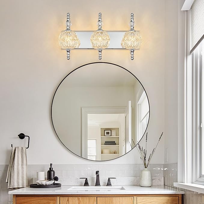 Modern Crystal Bathroom Vanity Lights Fixtures Over Mirror Chrome Vintage - Image 7