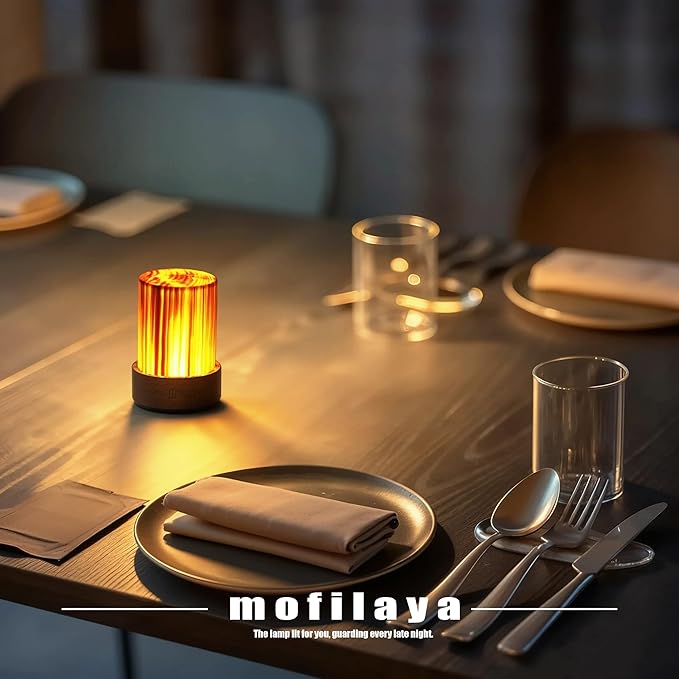 LED Night Light Wood -100% Handmade Cordless Lamp Rechargeable USB Battery - Image 7