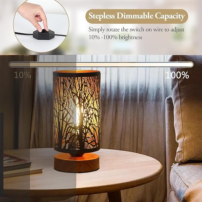 Small Industrial Table Lamps Dimmable, Bedside Lamps - Image 2