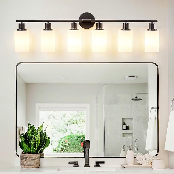 DLLT 6-Light Bathroom Light Fixtures: Black Modern Vanity Lights - Image 5