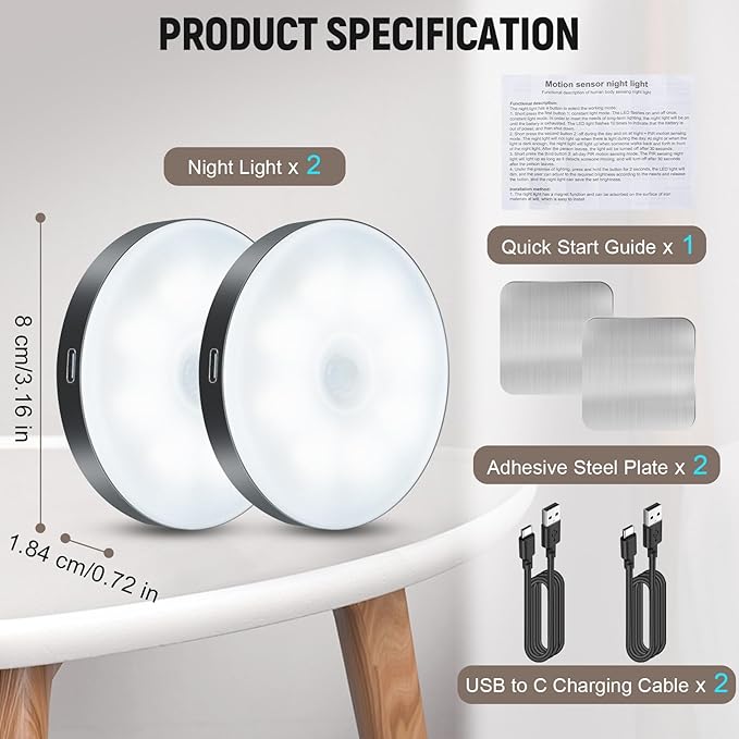 Motion Sensor Night Light 2 Pack LED Night Lights, Dusk to Dawn Motion Sensor - Image 7