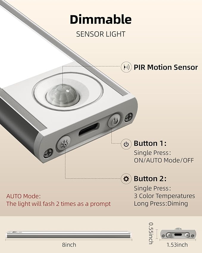 Under Cabinet Lighting Wireless, Rechargeable Battery Motion Sensor Light Indoor - Image 5
