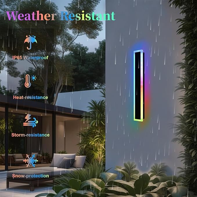 Modern Outdoor Wall Light, 2 Pack RGB Led Wall Lights Fixture, 32 inch Wall - Image 3