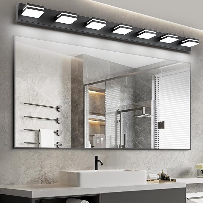 SineRise LED Modern Bathroom Vanity Light Fixtures, Matte Black Modern Acrylic - Image 5