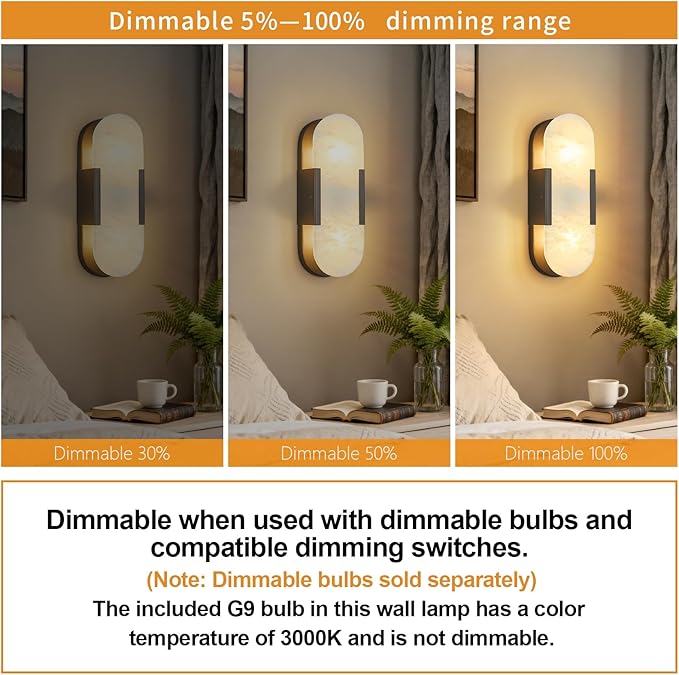 Alabaster Wall Sconce, Modern Natural Marble Wall Sconces - Image 8