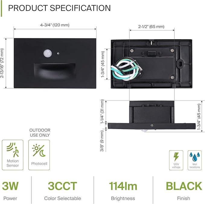 ASD LED Recessed Step Light Fixture, Dusk To Dawn Outdoor Tread Lighting | 3CCT - Image 2