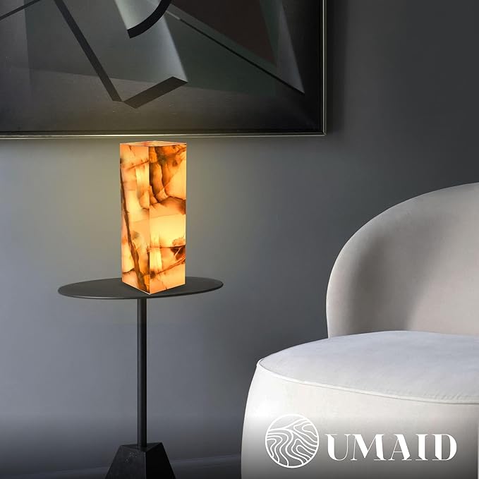 UMAID Handcrafted Onyx Marble Table Lamp, Each Lamp One-of-a-Kind - Image 8