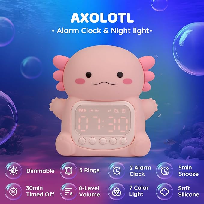 Axolotl Alarm Clock with Night Light - Image 2