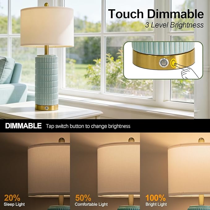 PoKat 25'' Bedside Table Lamps Set of 2 - Image 2