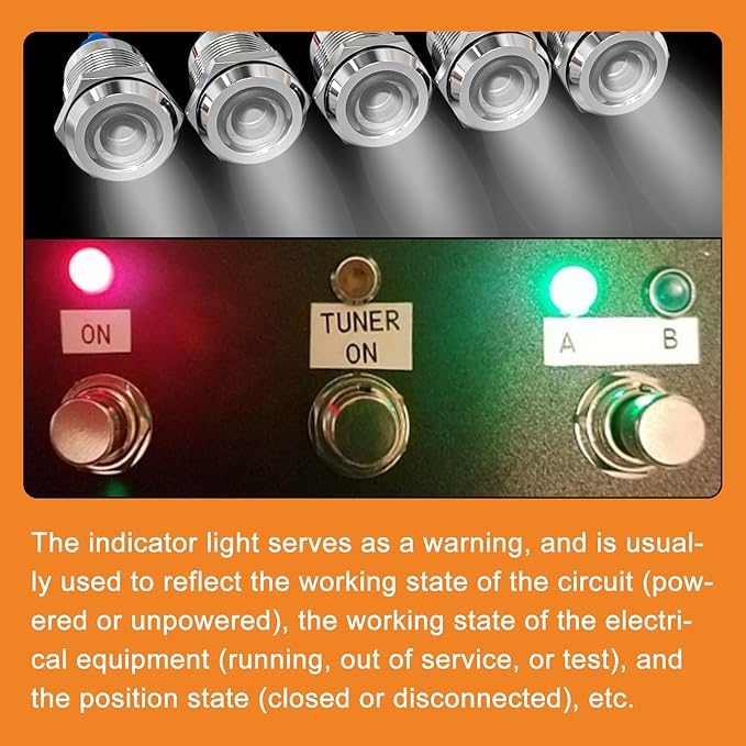 GASHER 5 PCS Energy Saving Indicator Light, LED Light 12V/24V/110V 20mA Panel - Image 6
