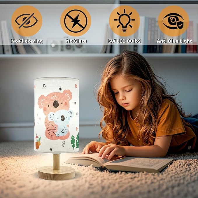 Kids Table Lamp for Girls Bedroom Nightstand Lamps, Christmas Gift for - Image 6