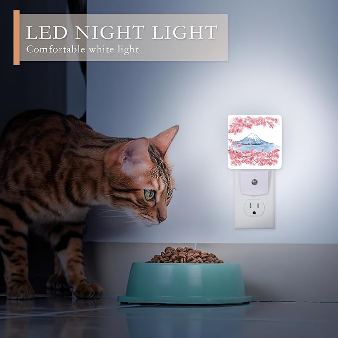 Cherry Blossoms Night Light, Mountain Fuji Plug-in Wall Led Night Lights Decor - Image 4