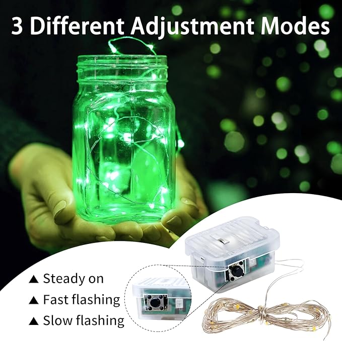 Green Fairy Lights 100 Pack 7Ft 20 LED Twinkle String Lights 3 Modes Battery - Image 3